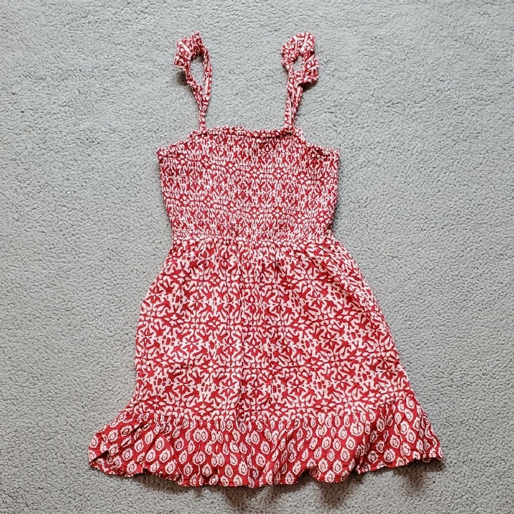 Vineyard Vines Red and White Patterned Kids Dress Size L